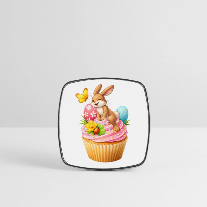 Cute Easter Bunny Cupcake with Colorful Easter Eggs Square fridge magnet