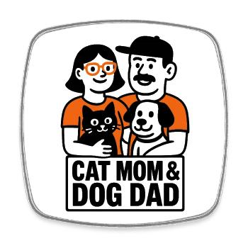 Cat Mom Dog Dad Minimalist Humor Design - Viereckiger Kühlschrankmagnet - Weiß - Vorne
