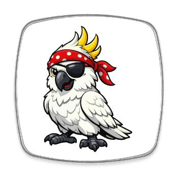 Cacatoès avec bandana - Magnet carré - blanc - Devant