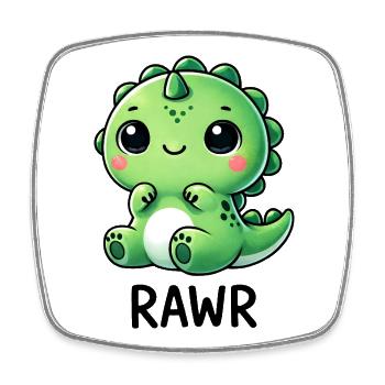 Süßer Dino T-Rex Dinosaurier Cartoon Chibi Roar - Viereckiger Kühlschrankmagnet - Weiß - Vorne