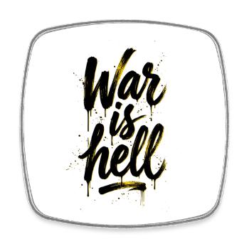Yellow Graffiti Brush Script on Black War ist die Hölle - Viereckiger Kühlschrankmagnet - Weiß - Vorne