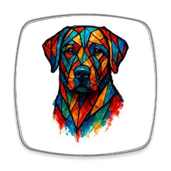 Geometrischer Labrador Dog Moderner Buntglas-Stil - Viereckiger Kühlschrankmagnet - Weiß - Vorne