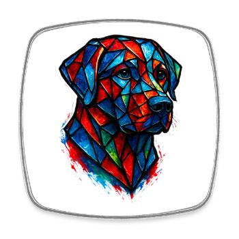 Farbenfrohes Buntglas-Labrador-Retriever-Porträt – Pop-up - Viereckiger Kühlschrankmagnet - Weiß - Vorne