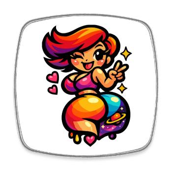 Femme danseuse de l’espace Kawaii - Magnet carré - blanc - Devant