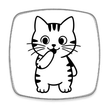 Tiger Cat Standing Silhouette - Square fridge magnet - white - Front