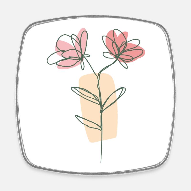 Fleur - Magnet carré - blanc