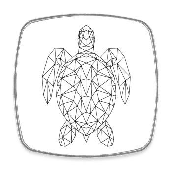 Geometrische Meeresschildkröten-Schwarze Silhouette - Viereckiger Kühlschrankmagnet - Weiß - Vorne