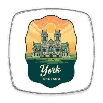 Insigne vintage du coucher de soleil de la cathédrale de la cathédrale de la cathédrale de York - Magnet carré - blanc - Devant