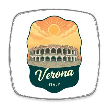 Verona Roman Arena Vintage Reiseabzeichen - Viereckiger Kühlschrankmagnet - Weiß - Vorne