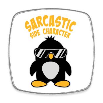 Pinguin Sarcastic Side Character Sonnenbrille Logo - Viereckiger Kühlschrankmagnet - Weiß - Vorne