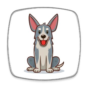 Small, funny, gray dog (comic) - Square fridge magnet - white - Front