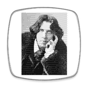Oscar Wilde halftone portrait - Square fridge magnet - white - Front