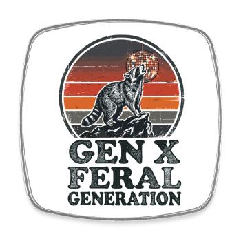 Vintage Raccoon Gen X Feral Generation - Square fridge magnet - white - Front