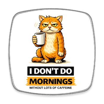 Morgen-Katzen-Kaffee-Einstellung - Viereckiger Kühlschrankmagnet - Weiß - Vorne
