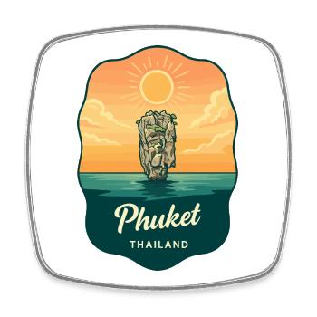 Badge de voyage vintage de l’île Bond de Phuket James - Magnet carré - blanc - Devant