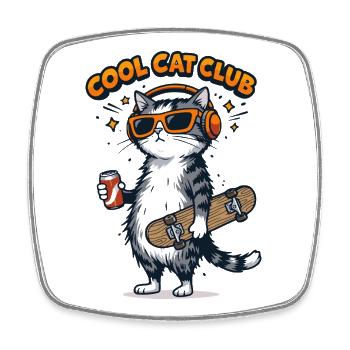 Cool Cat Club - Square fridge magnet - white - Front