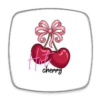 Cherry hearts with bow - Square fridge magnet - white - Front