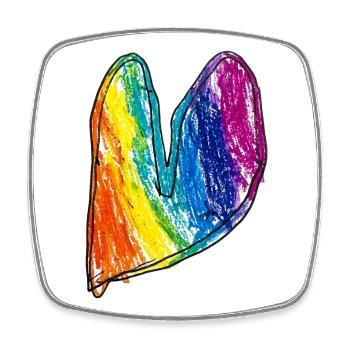 Regenbogen Herz Wachskreide - Viereckiger Kühlschrankmagnet - Weiß - Vorne