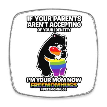 Pride Mama Umarmung Regenbogen LGBTQ Bär - Viereckiger Kühlschrankmagnet - Weiß - Vorne