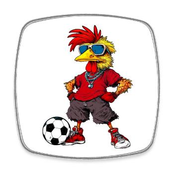 Soccer Chicken - Square fridge magnet - white - Front