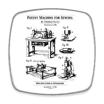 Patent für Nähmaschinen-Baupläne - Viereckiger Kühlschrankmagnet - Weiß - Vorne