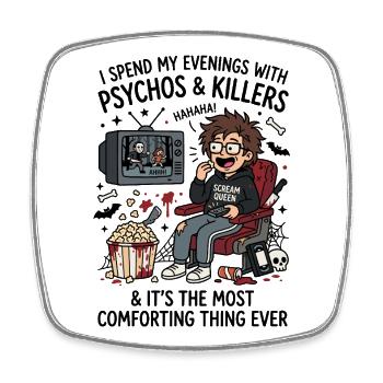 Humour de films psychopathes et tueurs - Magnet carré - blanc - Devant