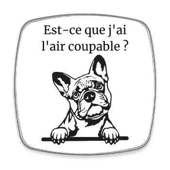 Bouledogue Français - Magnet carré - blanc - Devant