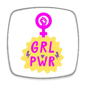 GIRL POWER – HEART OF STRENGTH! ♀ GIRLS SISTERS - Square fridge magnet - white - Front
