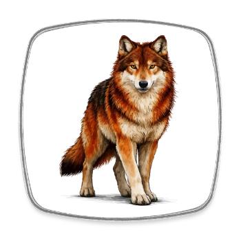 Wolf - Square fridge magnet - white - Front