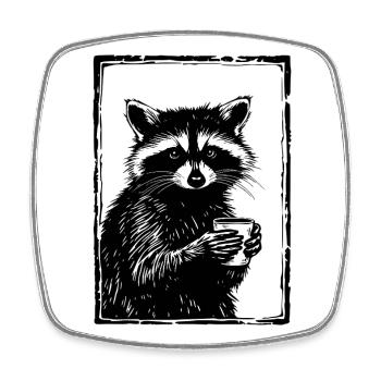 Barista Raccoon - Viereckiger Kühlschrankmagnet - Weiß - Vorne