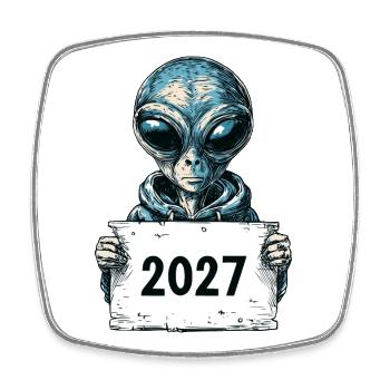 Cooles Alien im Hoodie - Viereckiger Kühlschrankmagnet - Weiß - Vorne
