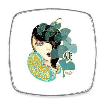 Ginkgo beauty in Art Nouveau style - Square fridge magnet - white - Front