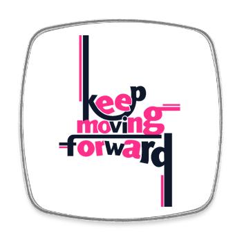 T-shirt rose statement Keep Moving Forward - Magnet carré - blanc - Devant