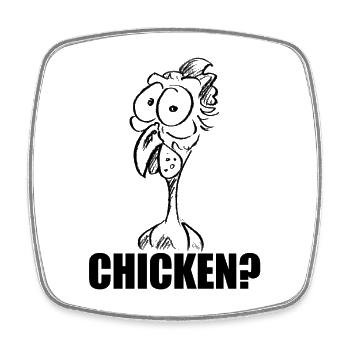 POULET ? Tête de poulet déconcertée – Humour - Magnet carré - blanc - Devant