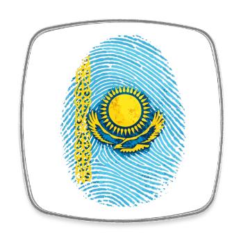 Kasachstan Fingerabdruck - Flagge & Heimat Wurzeln - Viereckiger Kühlschrankmagnet - Weiß - Vorne