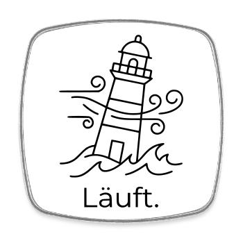 Läuft Leuchtturm - Viereckiger Kühlschrankmagnet - Weiß - Vorne