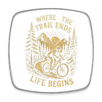 Sentier vintage pour VTT – Flow & Mountains Design - Magnet carré - blanc - Devant