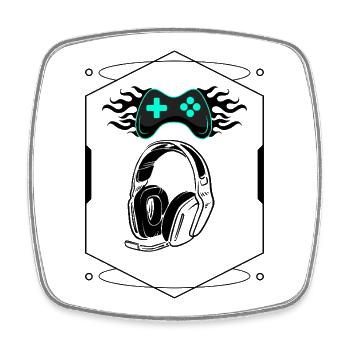 Futuristischer flammender Controller und Gaming-Headset - Viereckiger Kühlschrankmagnet - Weiß - Vorne