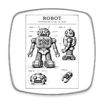 Plan de brevet de robot vintage - Magnet carré - blanc - Devant