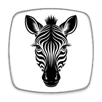 Zebra face - Square fridge magnet - white - Front