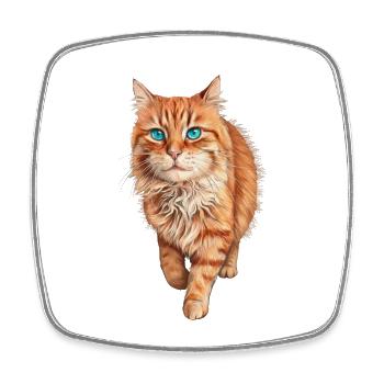 Chat Orange aux Yeux Bleus - Magnet carré - blanc - Devant