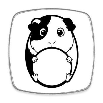 Dickes Meerschweinchen Comic - Viereckiger Kühlschrankmagnet - Weiß - Vorne