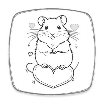 Cute hamster with heart frame - Square fridge magnet - white - Front