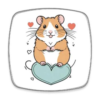 Hamster avec cœur - Magnet carré - blanc - Devant