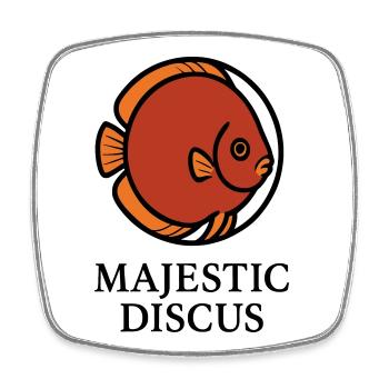 Majestätischer kreisförmiger Diskusfisch-Logo - Viereckiger Kühlschrankmagnet - Weiß - Vorne