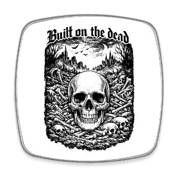 Auf dem Dead Skull Gothic Dark Art Shirt gebaut - Viereckiger Kühlschrankmagnet - Weiß - Vorne