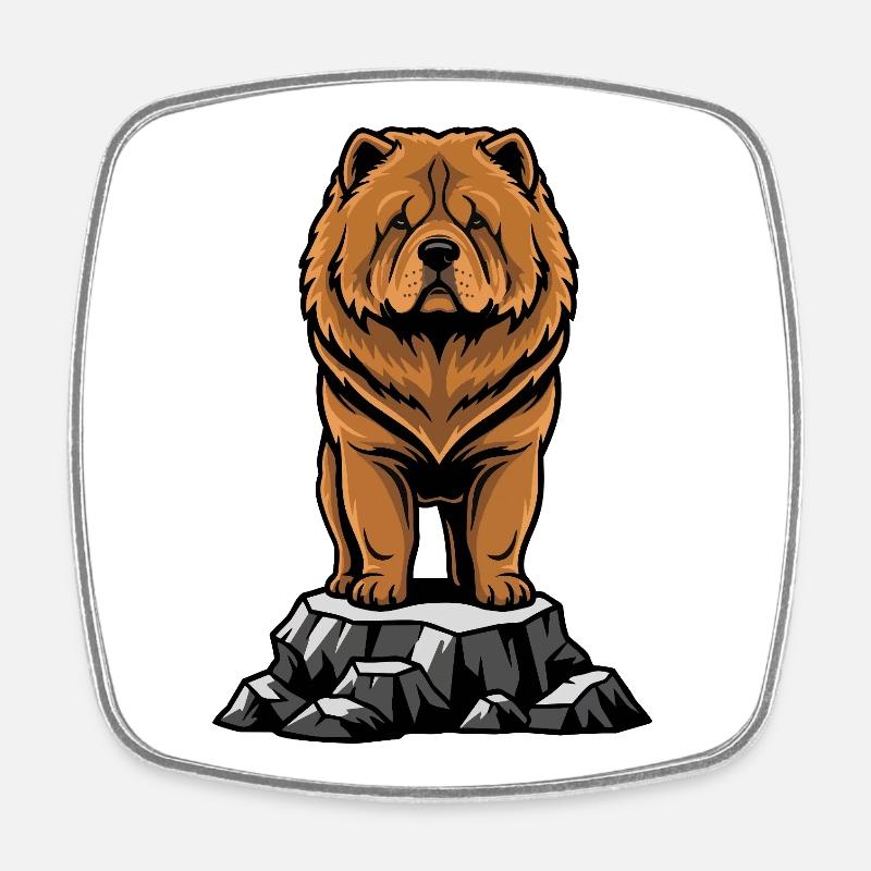 Dog Chow Chow Portrait Lion Mane - Square fridge magnet - white