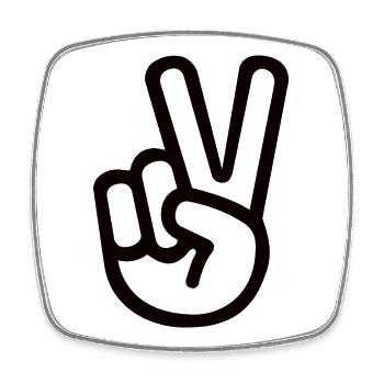 Peace Hand Sign – Victory Symbol - Square fridge magnet - white - Front