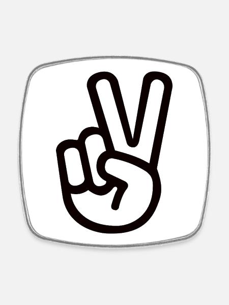 Peace Hand Sign – Victory Symbol - Square fridge magnet - white