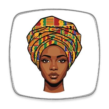 Portrait africain au foulard - Magnet carré - blanc - Devant